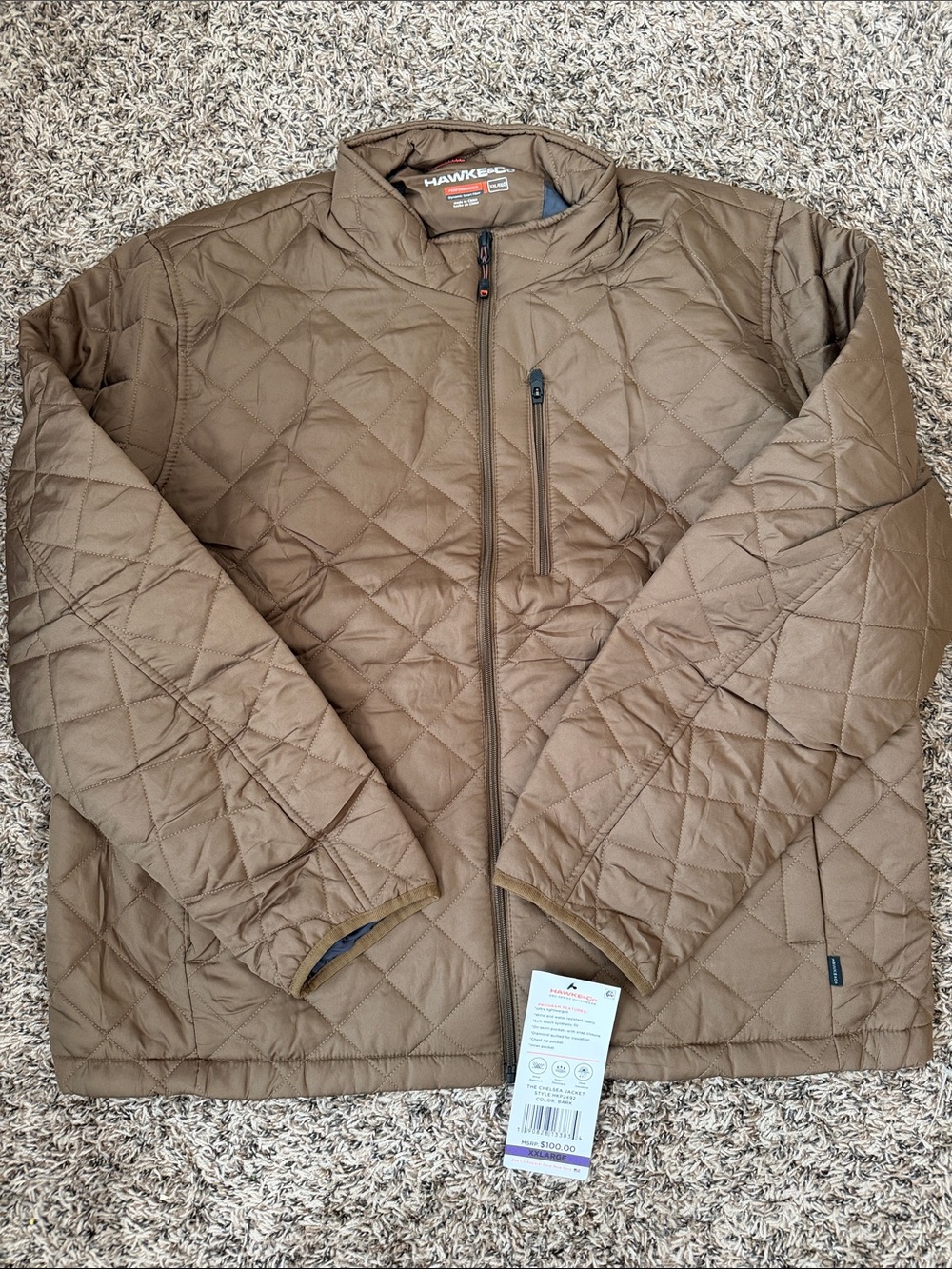 Hawke & Co Brown Diamond-Quilt Puffer Jacket